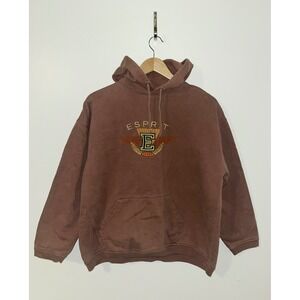 ESPIRIT Vintage Embroidered Brown Hoodie Sweatshirt Pullover 90s Y2K | Medium